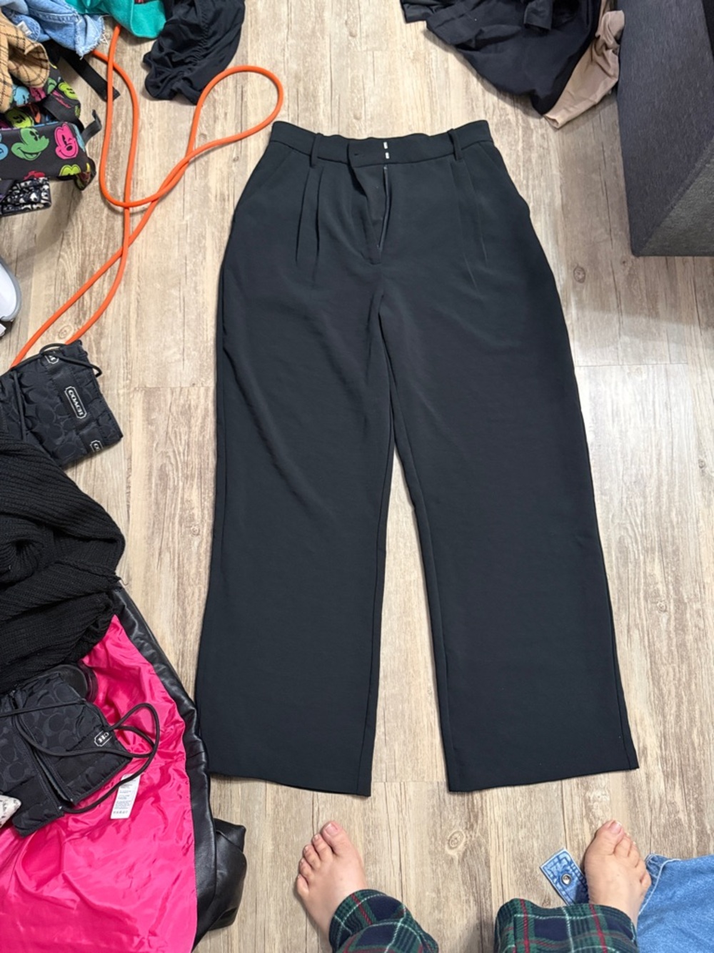 Abercrombie & Fitch Black High-Waist Wide-Leg Trousers